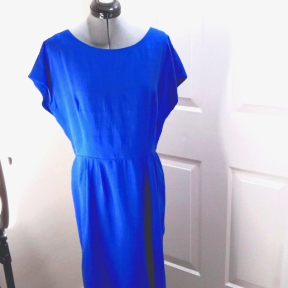 GearyRoark Sz 14, Silk 100% Royal Blue Midi with lower V Back - Picture 4 of 4